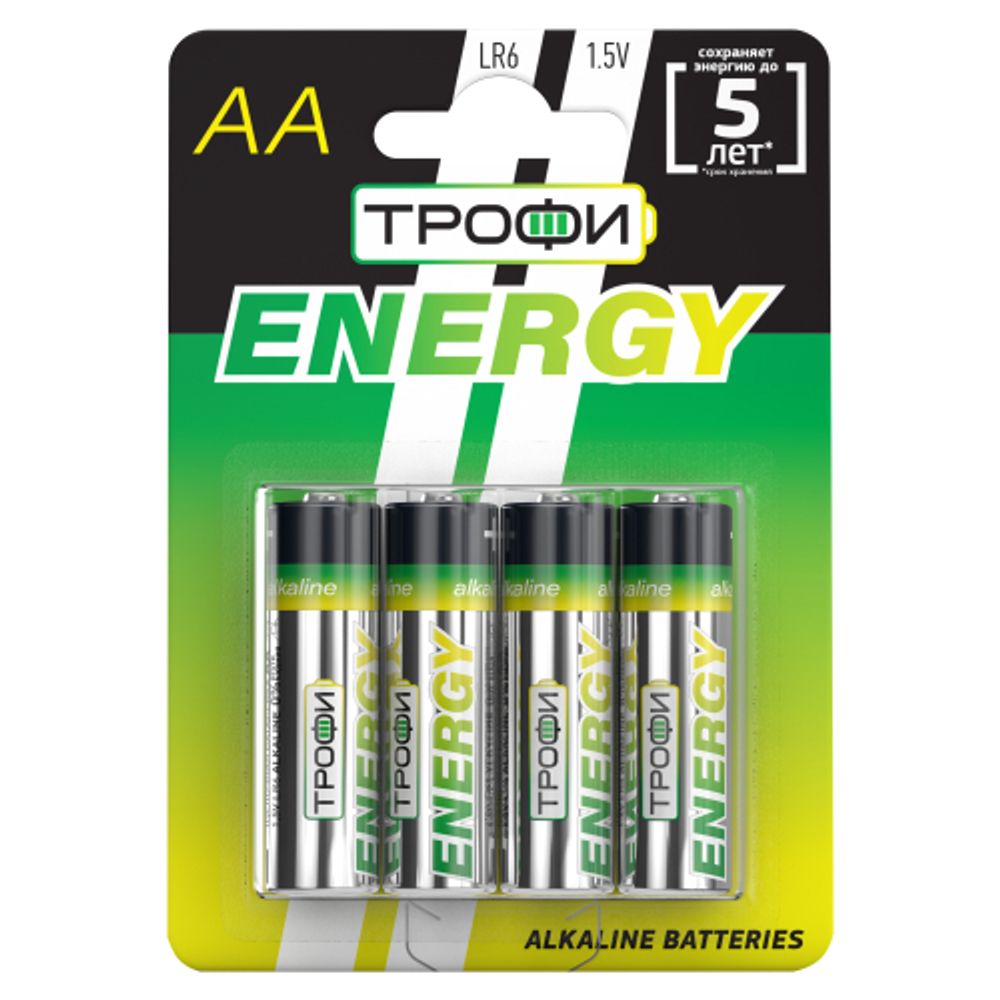 Батарейки Трофи LR6-4BL ENERGY Alkaline | Трофи