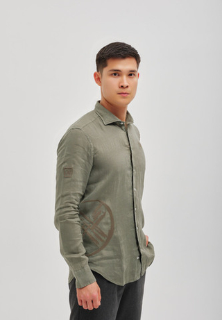 Рубашка мужская лен SHANYRAQ KHAKI