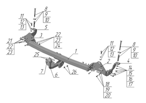 Фаркоп на FIAT DOBLO (2001) (без электрики, паспорт/сертификат в комплекте) Автос.FA 02