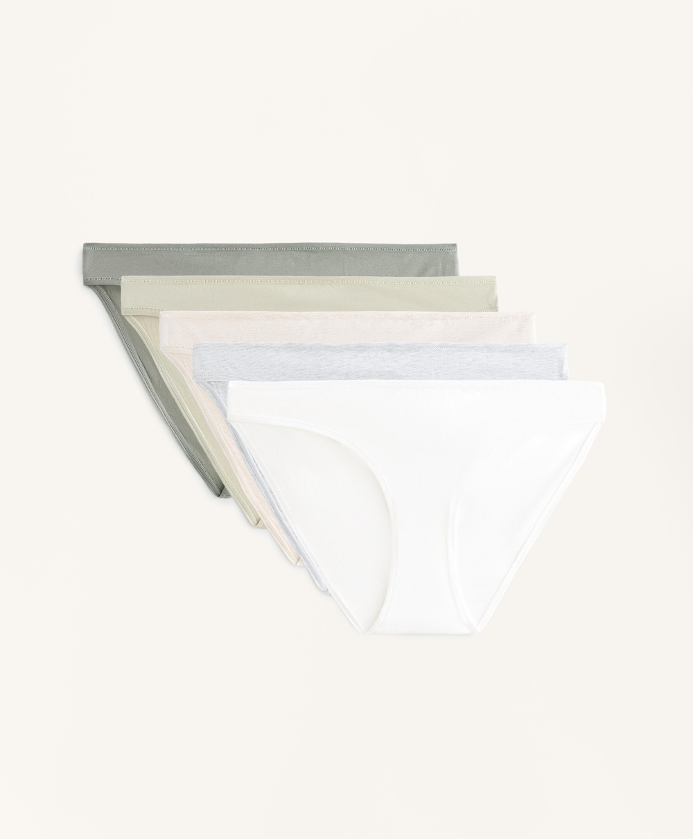 OYSHO Набор из пяти классических трусиков из смесовой хлопковой ткани, пастельно-розовый