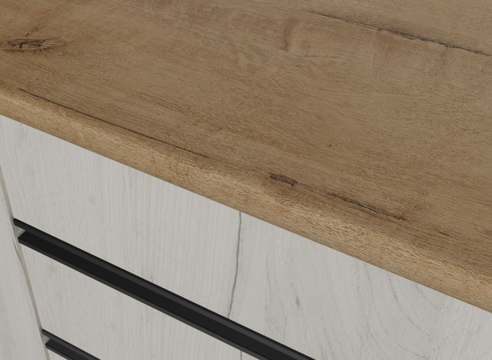 Кухонный гарнитур Амели нормал 1500 мм, каркас ЛДСП, фасад ЛДСП, Белый/Дуб грей