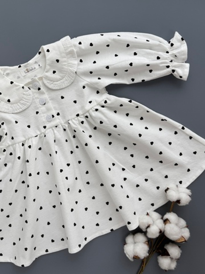 Платье из фланели для малышек «Сердечки», цвет белый