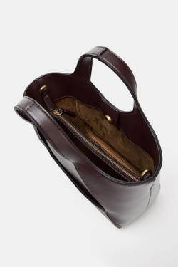 ZARA КОМБИНИРОВАННАЯ СУМКА, БОРДОВО-КРАСНЫЙ