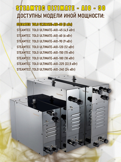 Steamtec TOLO AIO 30 - 3 кВт парогенератор для хамама и турецкой бани / Серия Premium