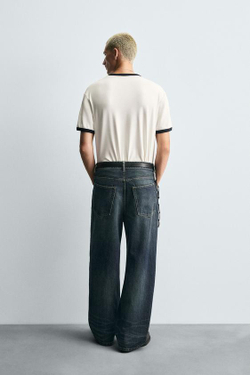 ZARA ДЖИНСЫ BAGGY FIT, СИНИЙ