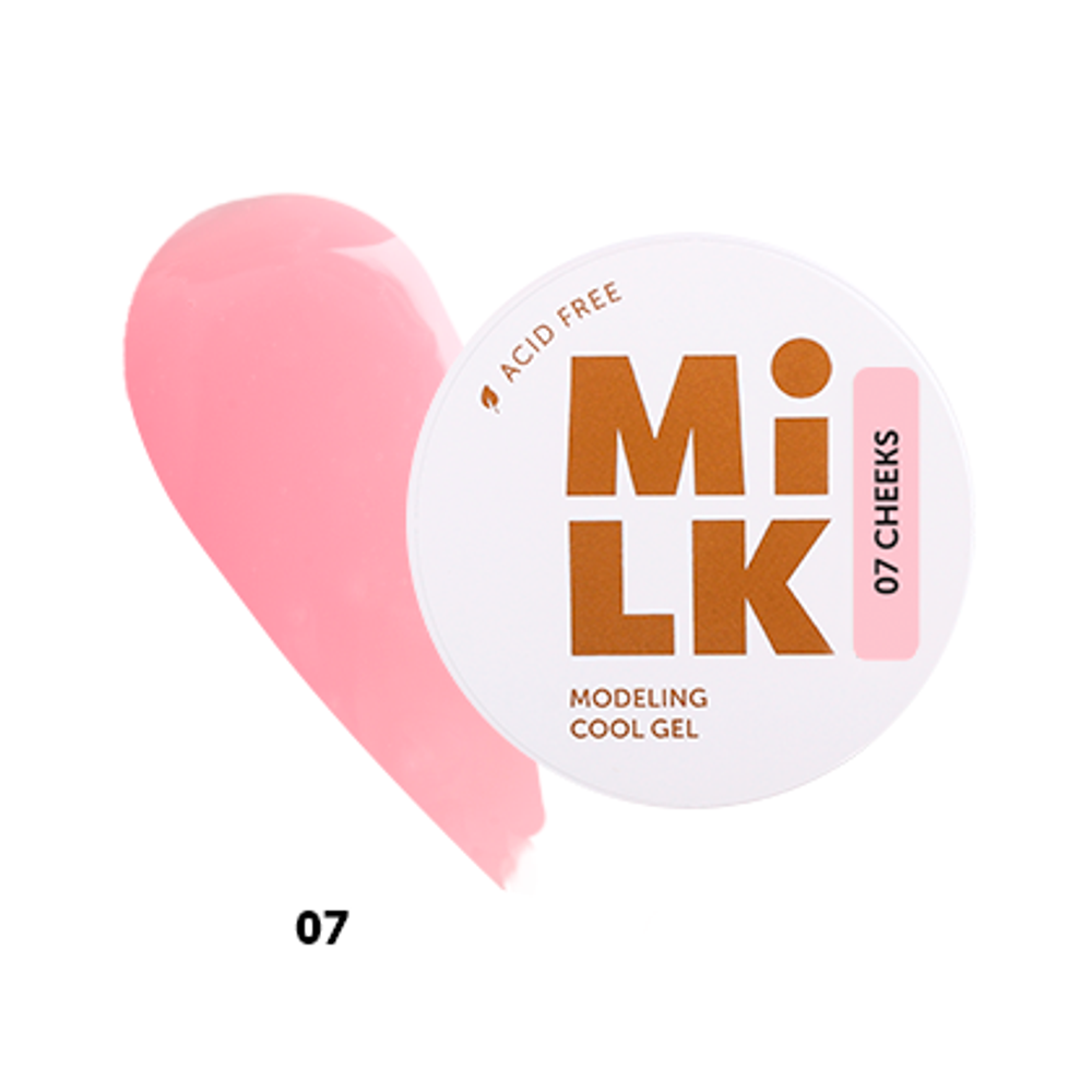 Бескислотный холодный гель для моделирования и укрепления Milk Modeling cool gel 07 Cheeks 50г