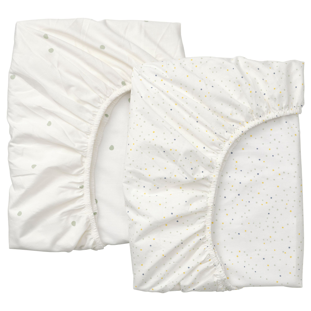 Набор простыней IKEA DROMSLOTT (ДРЁМСЛОТТ), Детский, Белый с рисунком, 60х120 см, 2 шт