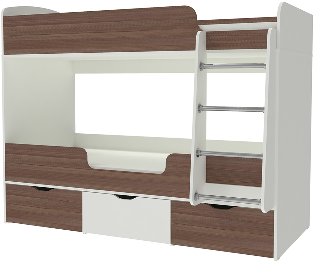 Кровать двухъярусная КарИВи Малыш Двойняшка 80х180 Белый  Бодего Темный