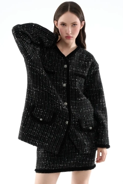 Прямая юбка-мини черная