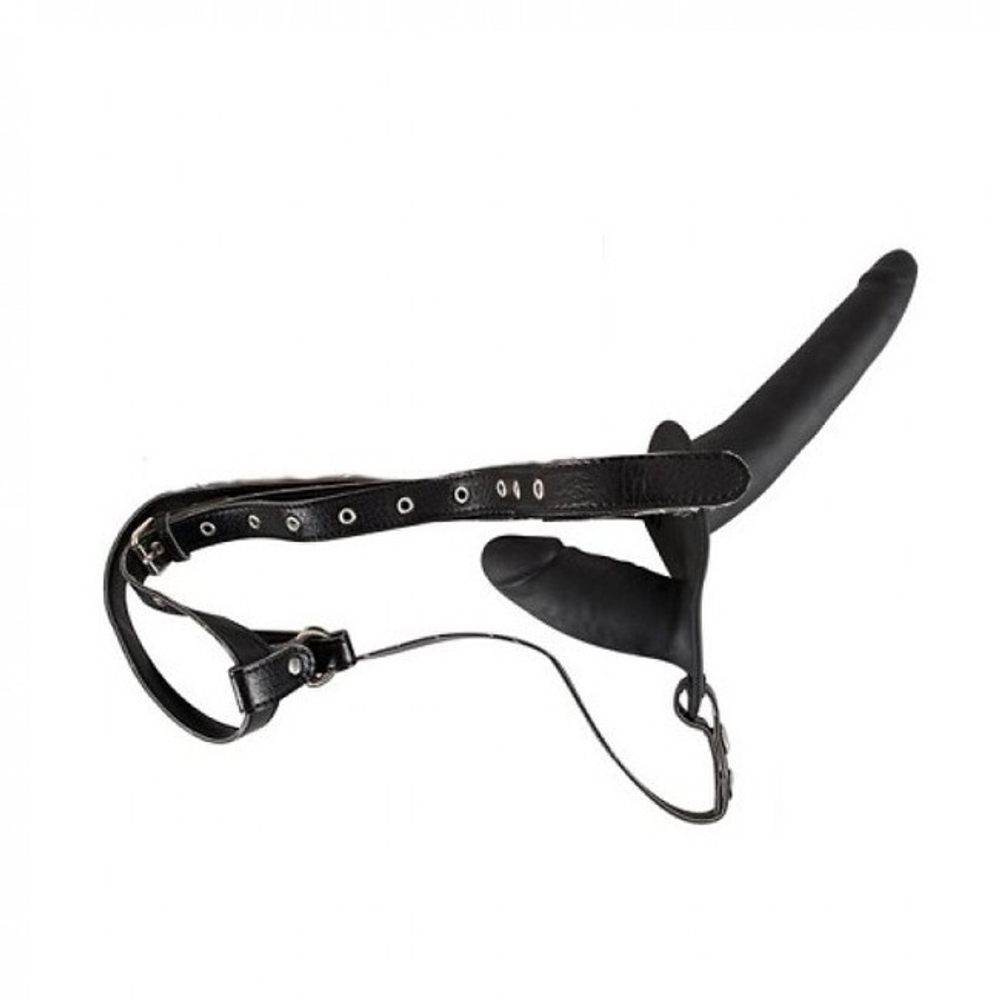 Страпон с для двойного проникновения Double Strap On (Цвет: черный)