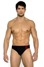 Плавки-слипы с двумя контрастными полосками (Размер: M) (Цвет: черный с красным)