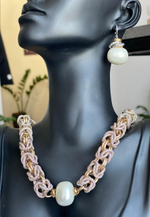 HMG 1131 Майорка Серьги mix плоский белый жемчуг 1,9 см