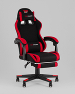 Кресло спортивное TopChairs Prophet с оттоманкой ткань черно-красный