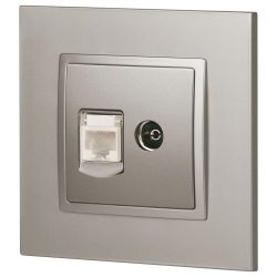 Розетка ЭРА Elegance 14-3110-16 RJ45+TV, титан