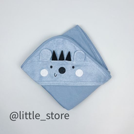 Полотенце хлопковое/махровое "Ежики" пыльно-синяя