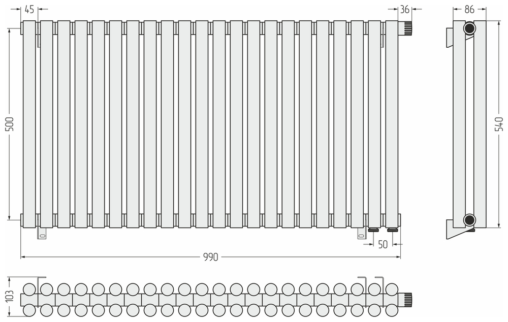 Сунержа Эстет-11 EU50 500х990 22 секции
