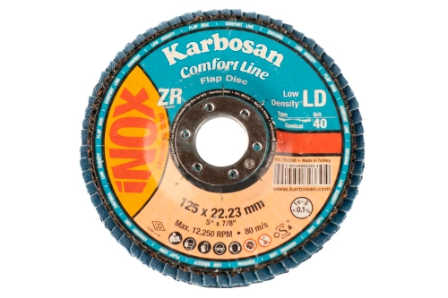 Круг лепестковый КЛТ2 125х22 Р40 Karbosan Comfort Line ZR LD Flap Конический INOX