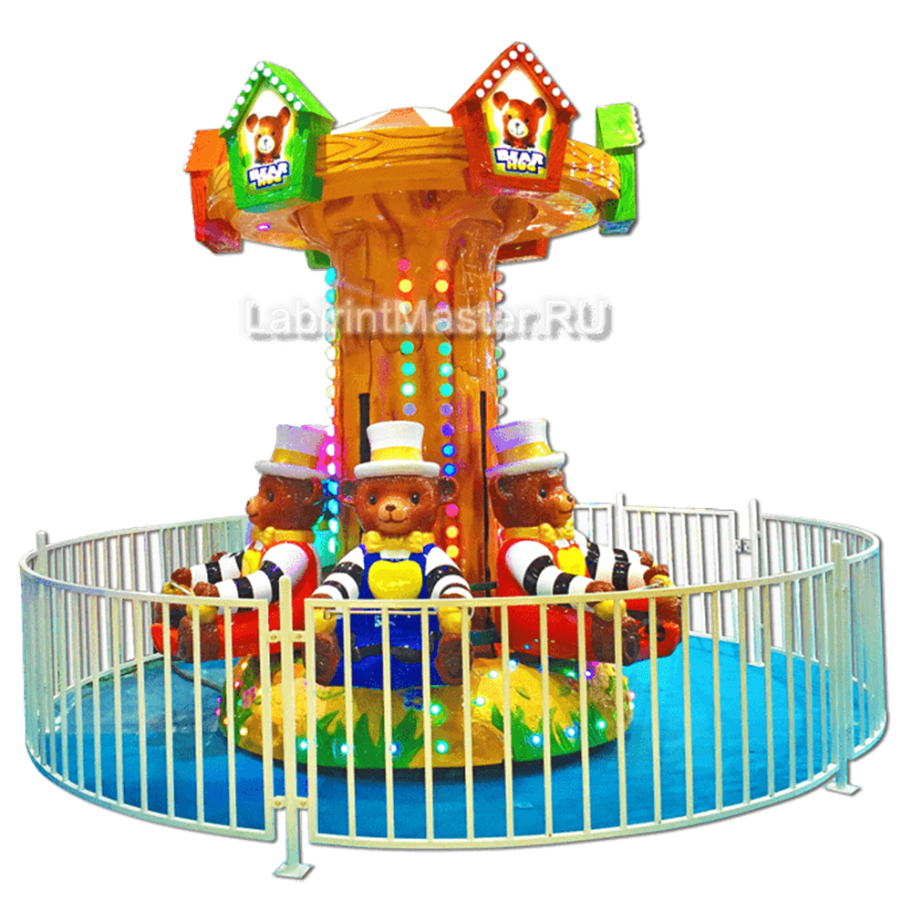 Электрическая Аттракцион карусель «Мишки», 4×4×2,9 м