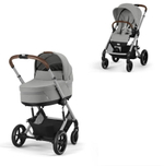 Коляска Cybex Balios S Lux SLV complete Aton S2 Ocean Blue Base One 4 в 1 Stone Grey с дождевиками