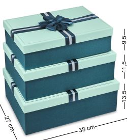 WF-179-A Набор коробок из 3 шт, бирюзовый/изумрудный