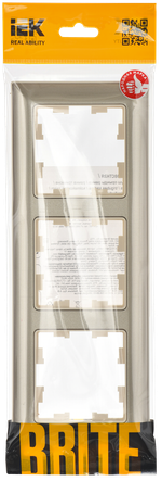 BRITE Рамка 3-местная РУ-3-Бр бежевый/шампань IEK