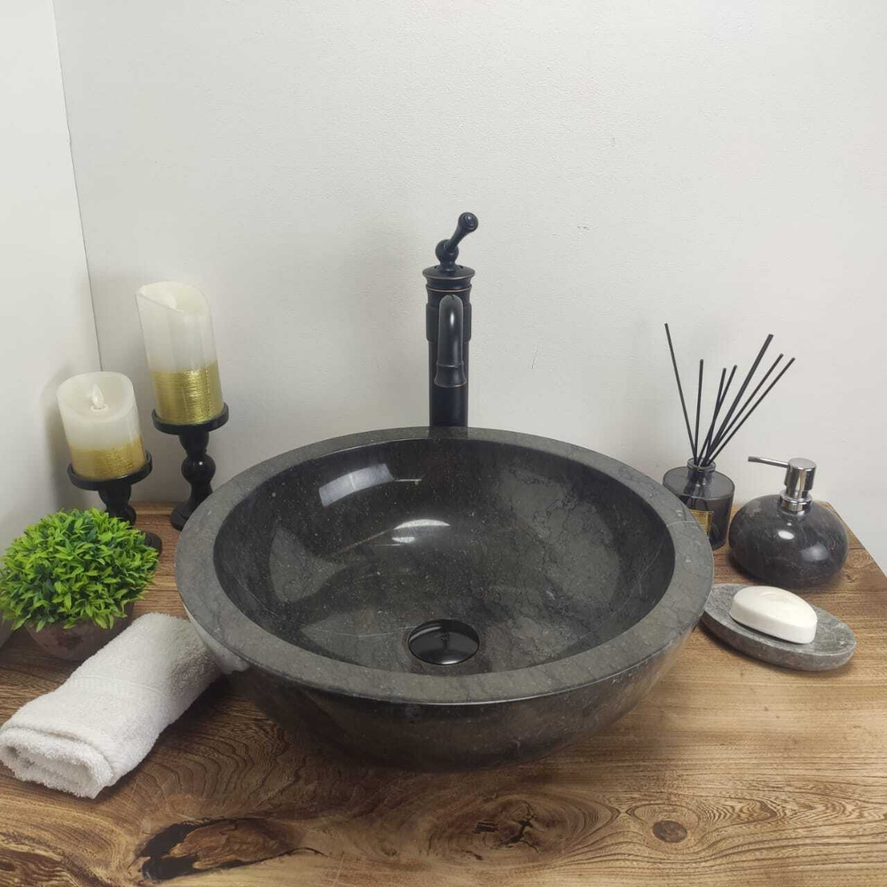 Раковина из мрамора Bowl Black Medium BM-60796 45*45*15