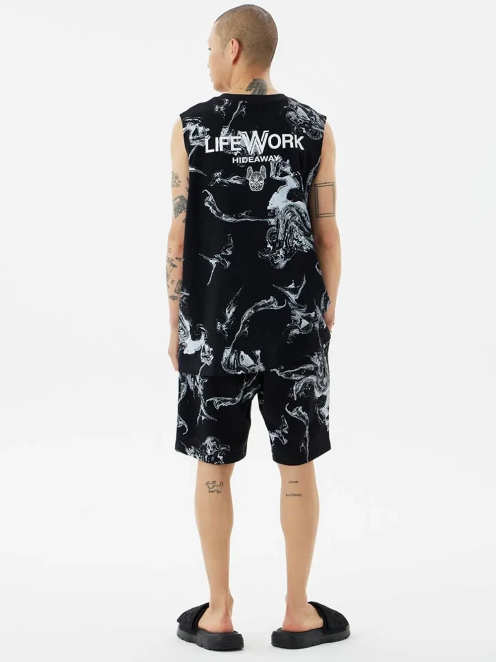 Шорты с принтом "мрамор"