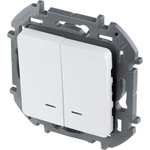 Выключатель 2х-клавишный с подсветкой/индикацией 10А 250В белый Inspiria Legrand