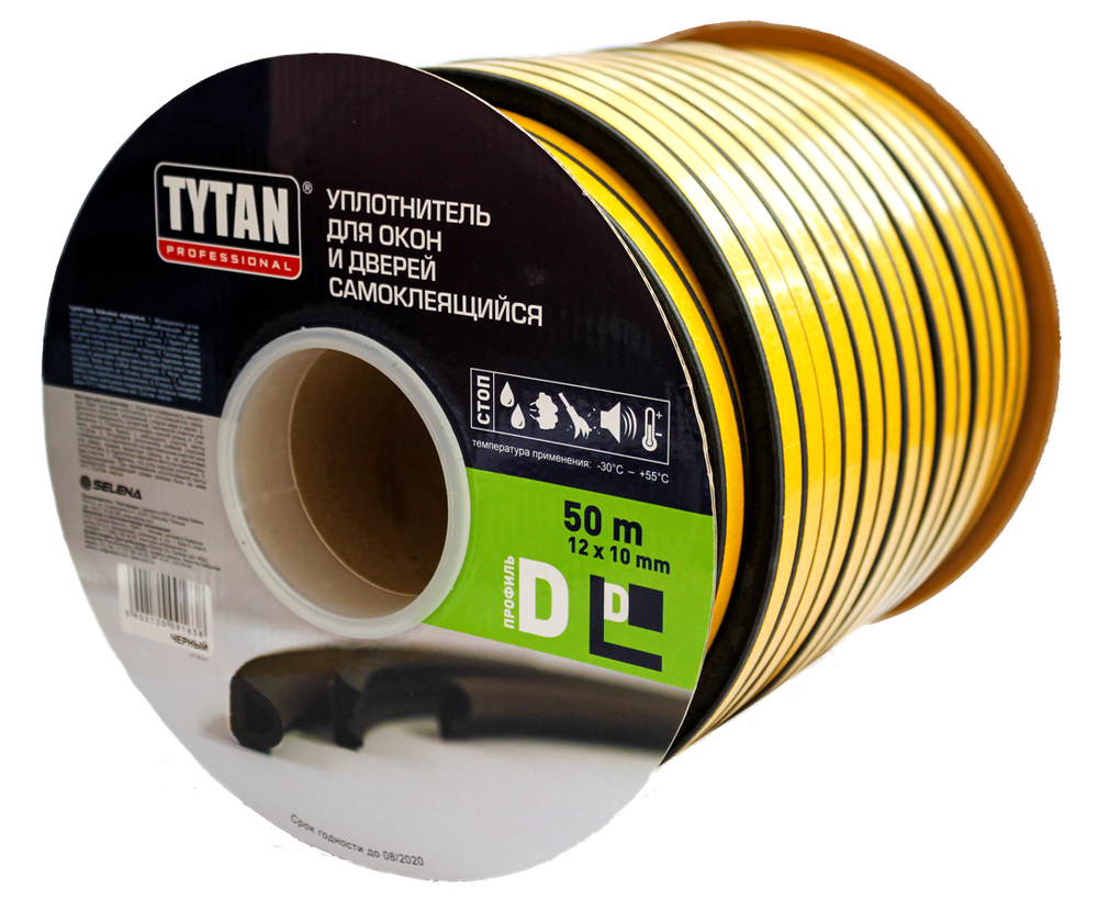TYTAN PROFESSIONAL уплотнитель для окон и дверей D белый 50м x 12мм x 10мм