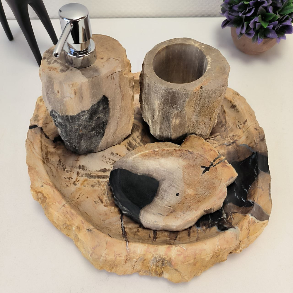 Набор из окаменелого дерева 4 предм Fossil Set NF-63072 поднос 30см*33см