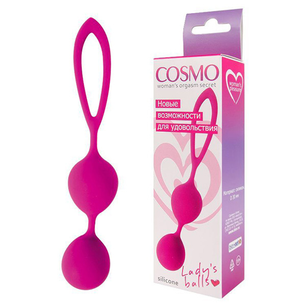 Ярко-розовые вагинальные шарики с петелькой 3,1см Bior Toys Cosmo CSM-23006-16
