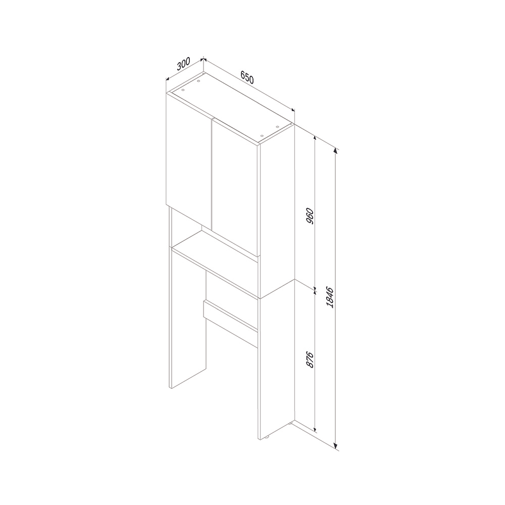 Шкаф над стиральной машиной с дверями и открытой полкой, узкий, 65 см, белый AM.PM X-Joy M85CSX06521WG1
