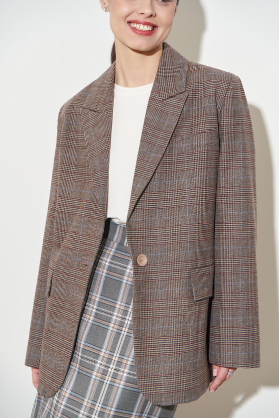 ПИДЖАК В КЛЕТКУ СЕРО-БЕЖЕВЫЙ|ОРАНЖЕВЫЙ