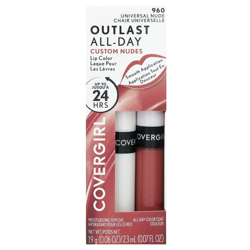 Covergirl, Outlast All-Day, Lip Color, Custom Nudes, 960 Universal Nude, набор из 2 предметов