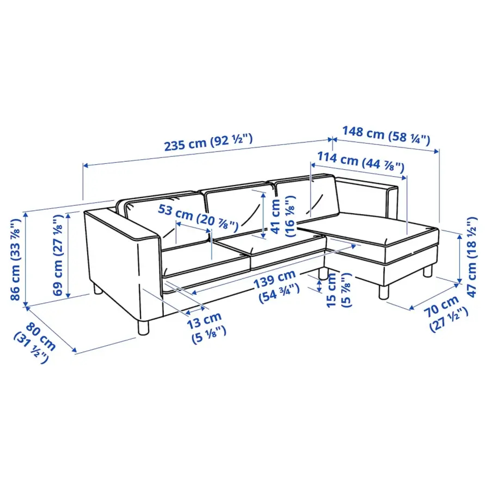 3-местный диван с оттоманкой - IKEA PÄRUP/PARUP/ПЭРУП ИКЕА, темно-серый