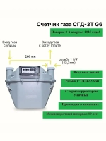 СГД-3Т G6,с термокорректором(2 квартал 2025г.,вход газа левый --&gt;,200 мм,резьба 1 1/4" как ВК-6Т)