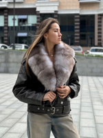 Кожаная куртка с мехом a’ la vintage