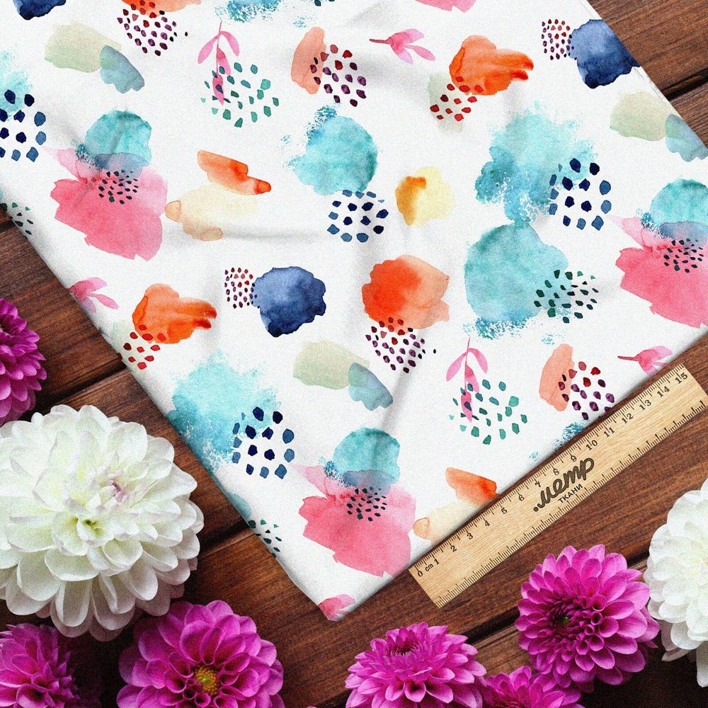 Ткань саржа акварельные облачка