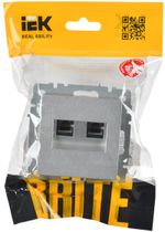 BRITE Розетка компьютерная двойная RJ45 кат.6 РК11-2-БрА алюминий IEK