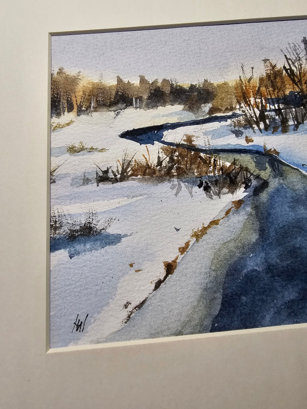 Картина авторская акварельная в паспарту 21х30 см на стену для интерьера "Орша в апреле"