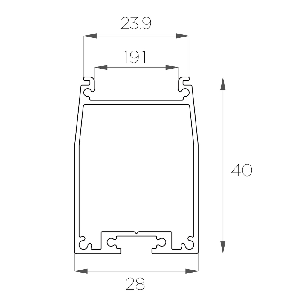 Профиль накладной алюминиевый LC-LP-R-4028-2 Anod