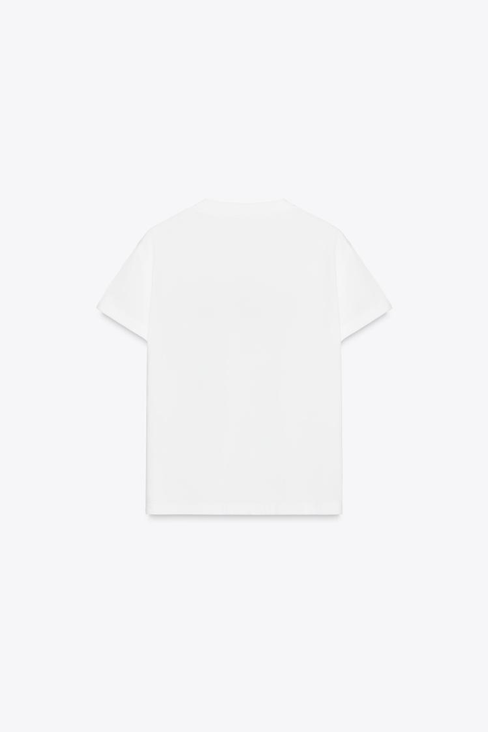 ZARA ФУТБОЛКА С НАДПИСЬЮ, БЕЛЫЙ