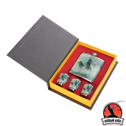 Набор Книга охотника Волки (фляжка 210мл + 3 стопки) (HS-KO-W-A19) Helios