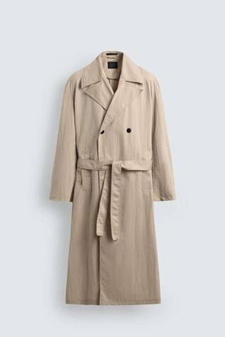 ZARA ТРЕНЧ OVERSIZE, ЖЕЛТОВАТО-БЕЛЫЙ