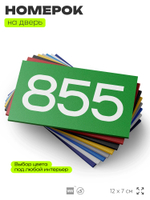Номер на дверь 855, табличка на дверь для офиса, квартиры, кабинета, аудитории, склада, зеленая 120х70 мм, Айдентика Технолоджи