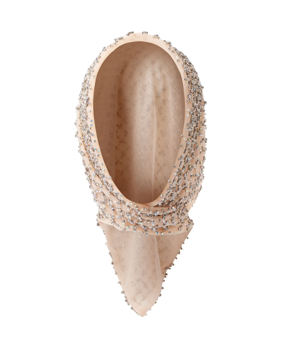 Платок на голову из страз, бежевый