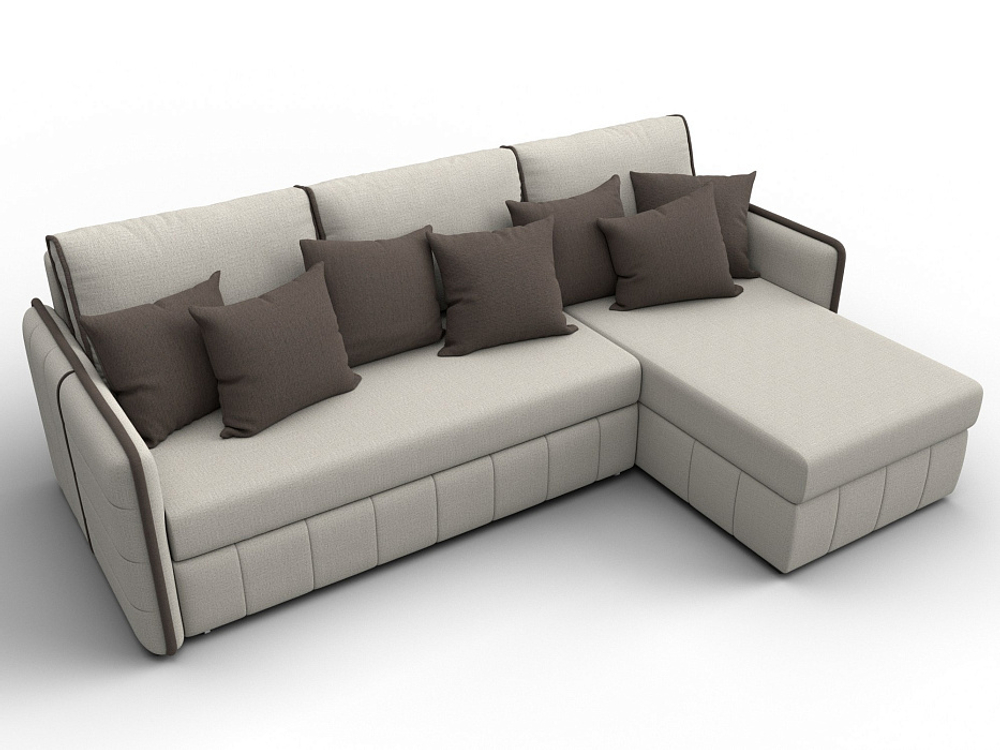 Диван угловой Лига-078 угол универсальный РОГОЖКА Амур 02 бежевый Амур 05 коричневый