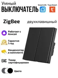 Умный выключатель ZigBee двухклавишный с Алисой