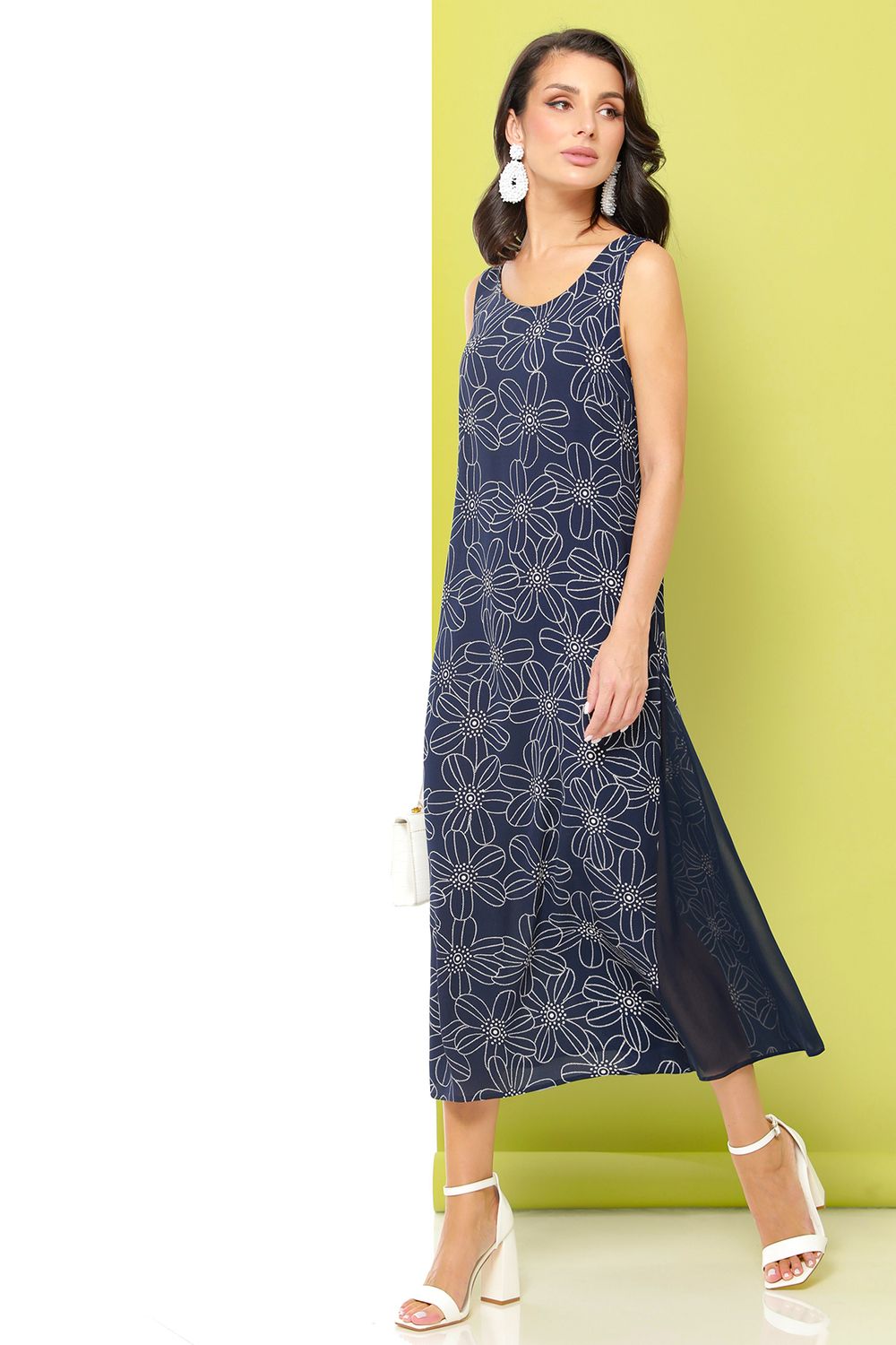 Платье синее с шифоновыми клиньями DStrend (Акция)