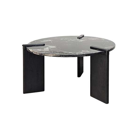 Журнальный столик SC133B, Ø80х42 см, черный мрамор